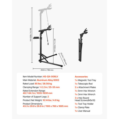 Bike Repair Stand 38.56 kg Adjustable Bicycle Maintenance Rack with Tray