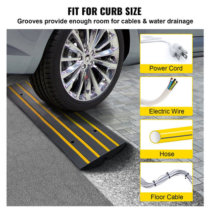 Heavy Duty Rubber Curb Ramp, 6.5 cm Rise, 15 Tons Capacity, Non-Slip Design