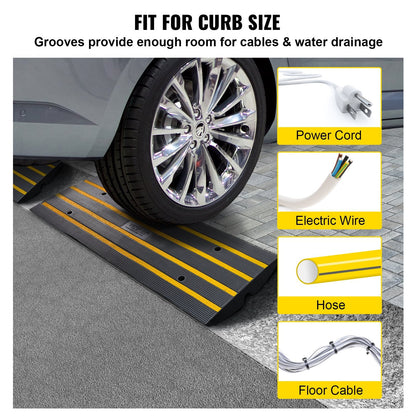 Heavy Duty Rubber Driveway Ramps, 2 Pack, 6.5 cm Rise, 15 Ton Capacity