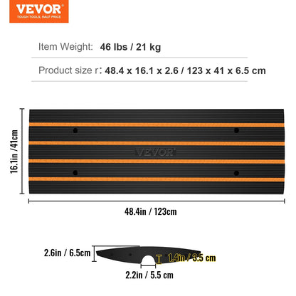 Heavy Duty Rubber Driveway Ramps, 2 Pack, 6.5 cm Rise, 15 Ton Capacity