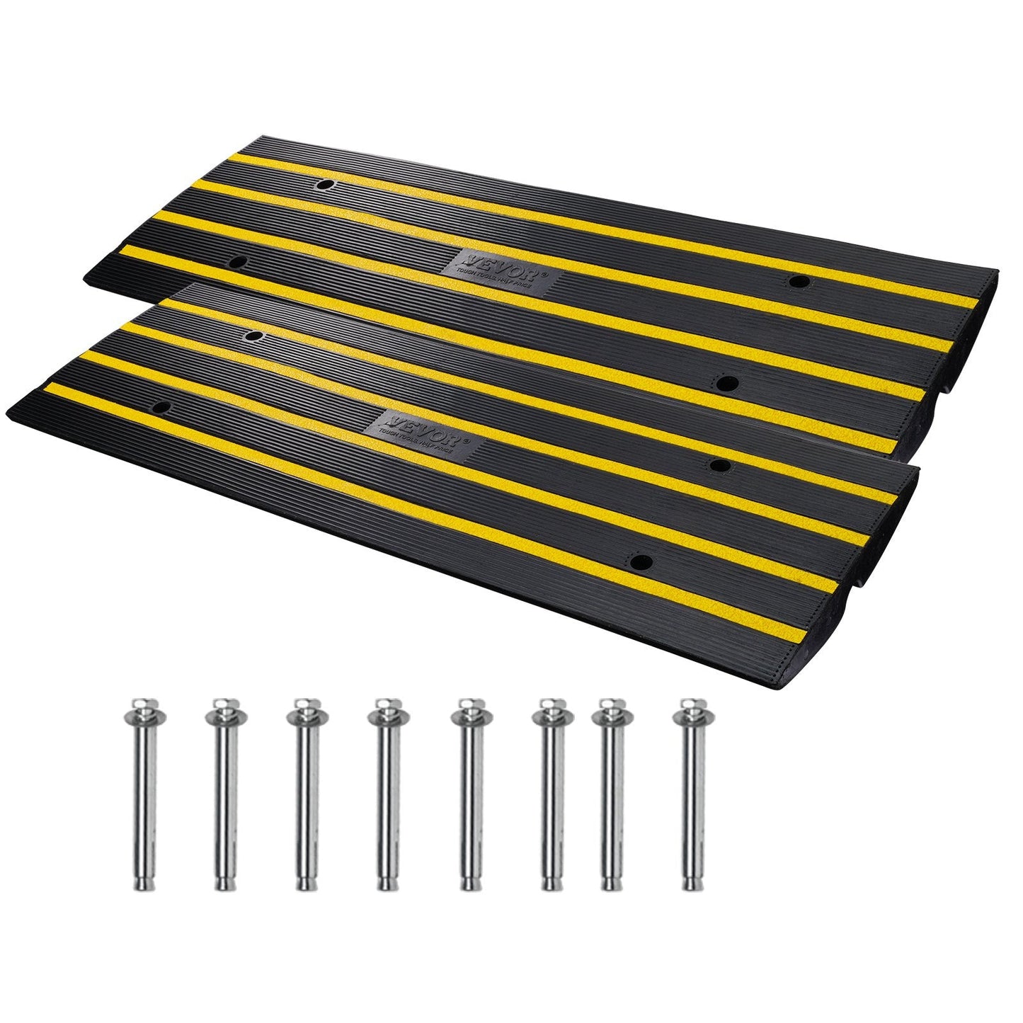 Heavy Duty Rubber Driveway Ramps, 2 Pack, 6.5 cm Rise, 15 Ton Capacity