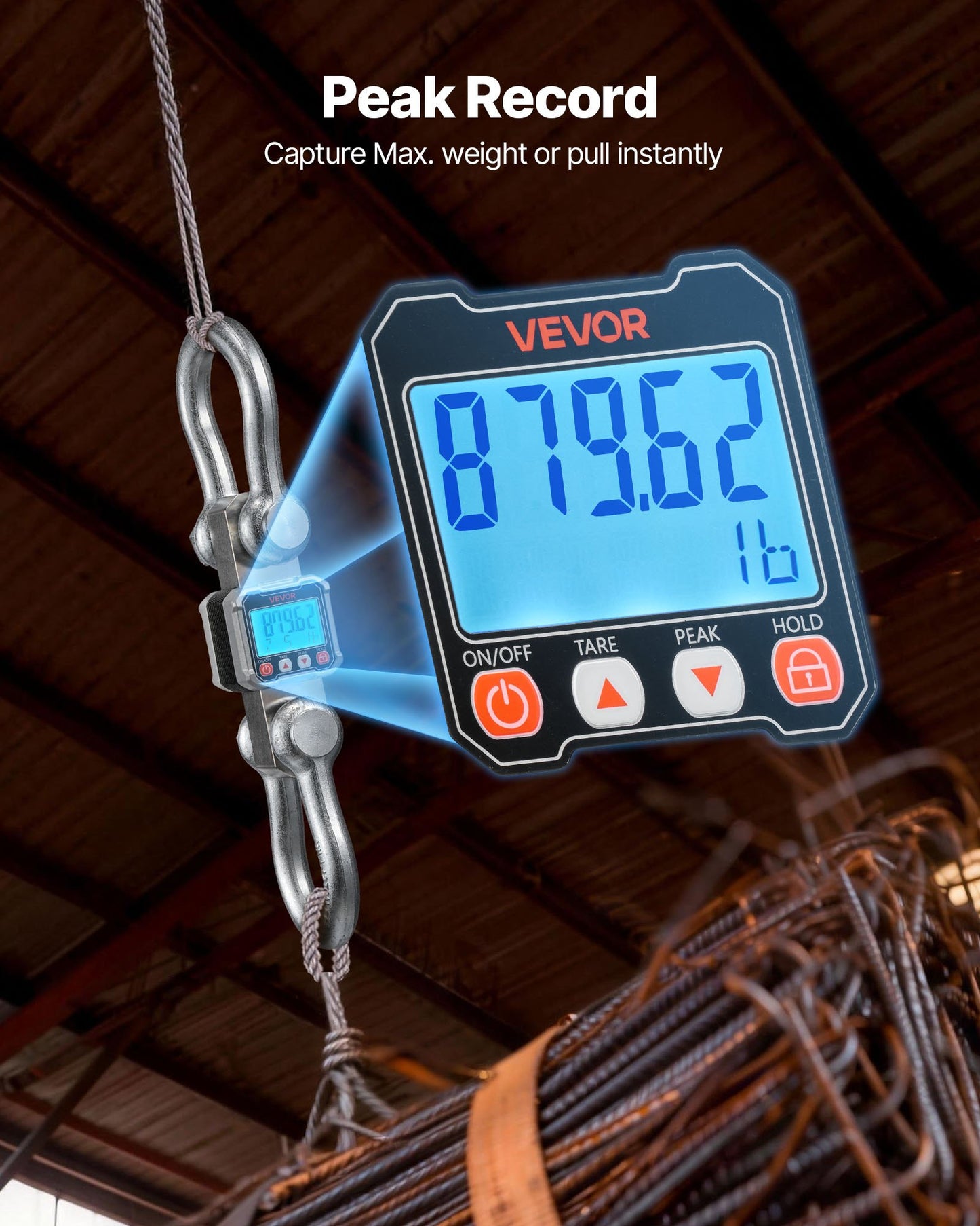 Digital Crane Scale, 22000 lbs/10 T Max Capacity, Heavy Duty Industrial Hanging Scale with Cast Aluminum Case & LCD Display, 2 kg Division & 3 Unit Switch, Remote Control for Garage Factory