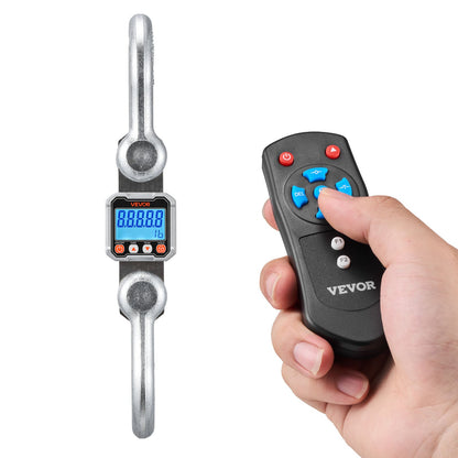 Digital Crane Scale, 22000 lbs/10 T Max Capacity, Heavy Duty Industrial Hanging Scale with Cast Aluminum Case & LCD Display, 2 kg Division & 3 Unit Switch, Remote Control for Garage Factory