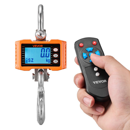 Digital Crane Scale, 4400 lbs/2000 kg Max Capacity, Heavy Duty Industrial Hanging Scale with Cast Aluminum Case & LCD Display, 500 g Division & 3 Unit Switch, Remote Control for Garage Factory
