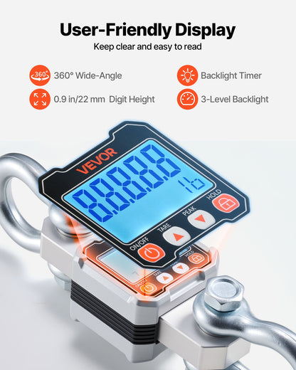 Digital Crane Scale, 6600 lbs/3000 kg Max Capacity, Heavy Duty Industrial Hanging Scale with Cast Aluminum Case & LCD Display, 500 g Division & 3 Unit Switch, Remote Control for Garage Factory