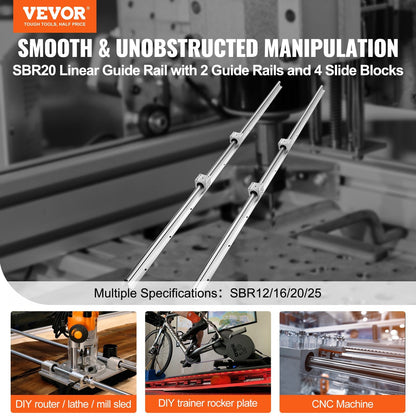 Linear Guide Rail Kit with Slide Blocks, SBR20 1.5m for CNC Machines