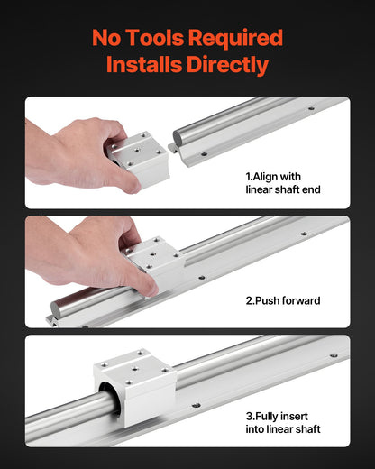 Linear Rail Kit, SBR20, 2Pcs 2000 mm (78.74 inch) Linear Motion Guide Rails and 4Pcs Bearing Slide Blocks, Fully Supported Shaft, for Cutting, Grinding, Milling, Drilling Machines, and More