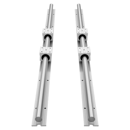 Linear Rail Kit, SBR25, 2Pcs 1200 mm (47.24 inch) Linear Motion Guide Rails and 4Pcs Bearing Slide Blocks, Fully Supported Shaft, for Cutting, Grinding, Milling, Drilling Machines, and More