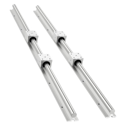 Linear Rail Kit, SBR25, 2Pcs 1200 mm (47.24 inch) Linear Motion Guide Rails and 4Pcs Bearing Slide Blocks, Fully Supported Shaft, for Cutting, Grinding, Milling, Drilling Machines, and More