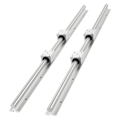 Linear Rail Kit, SBR25, 2Pcs 1200 mm (47.24 inch) Linear Motion Guide Rails and 4Pcs Bearing Slide Blocks, Fully Supported Shaft, for Cutting, Grinding, Milling, Drilling Machines, and More