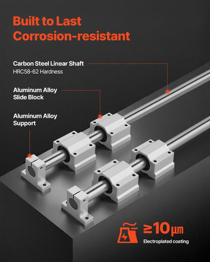 Linear Rail Kit, SFC25, 2Pcs 1000 mm (39.4 inch) Linear Motion Guide Rails and 4Pcs Bearing Slide Blocks, for DIY Engraving Machine Lathe Milling Machine Slides, DIY Training Rocker Plate