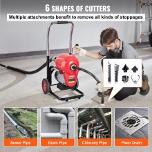 120m x 1.5m Heavy-Duty Drain Cleaner Machine, 1100W with Manual Feed