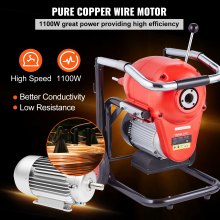 120m x 1.5m Heavy-Duty Drain Cleaner Machine, 1100W with Manual Feed