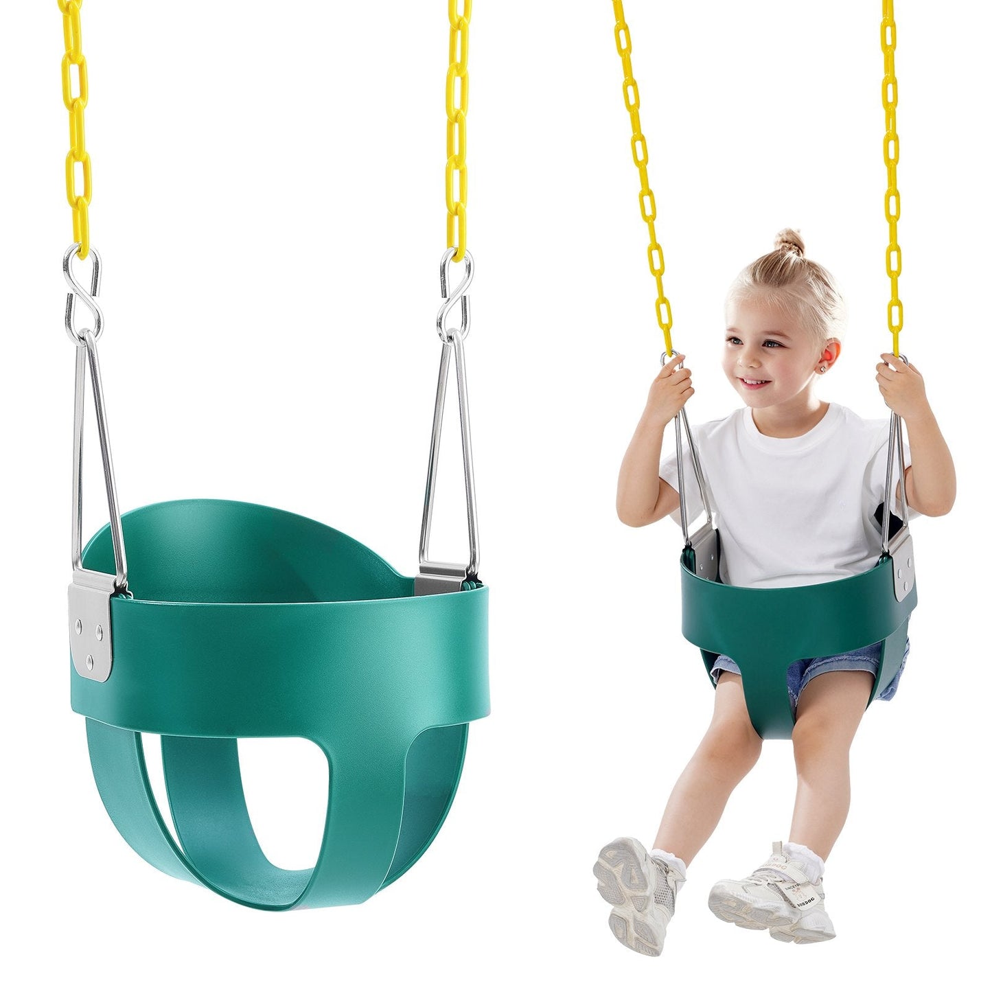 Toddler Swing Seat with High Back Support, 68 kg Capacity, Indoor/Outdoor Use