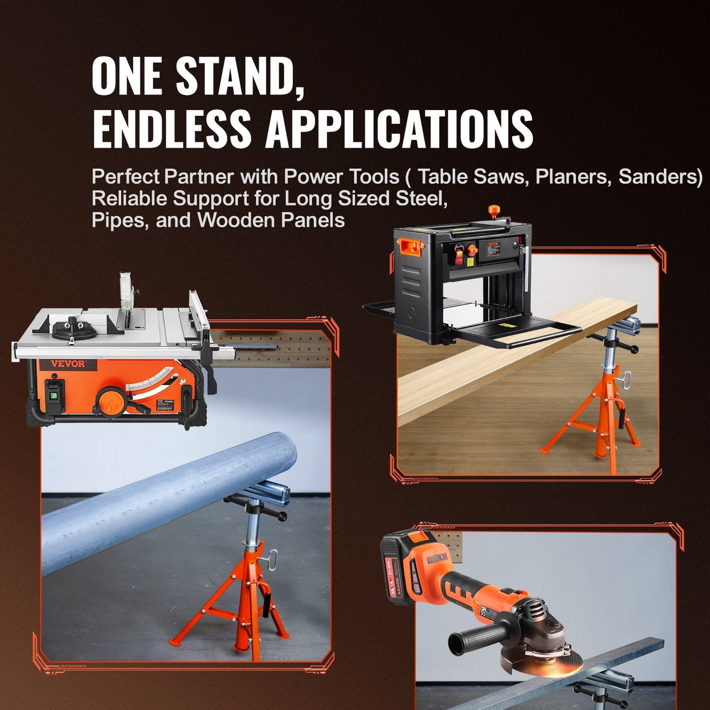 Heavy Duty Roller Stand, 1136 kg Capacity, Height Adjustable 0.7-1.3 m