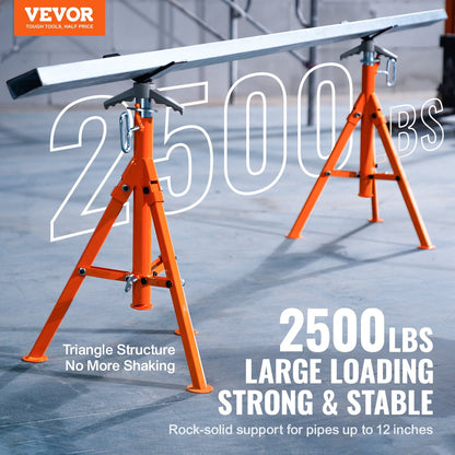 Heavy Duty Pipe Jack Stand, 1134 kg Capacity, Adjustable 0.69-1.32 m Height