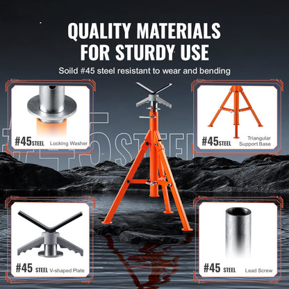 VEVOR Pipe Stand, 2500LBS Heavy Duty Pipe Jack Stands, 27.2"-52" Height Adjustable