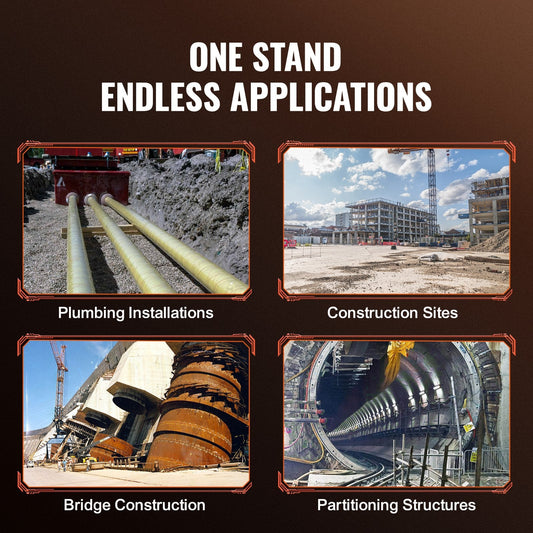 Heavy Duty Pipe Stand with Roller Head, Supports 1134 kg for 0.05-0.91 Meter Pipes