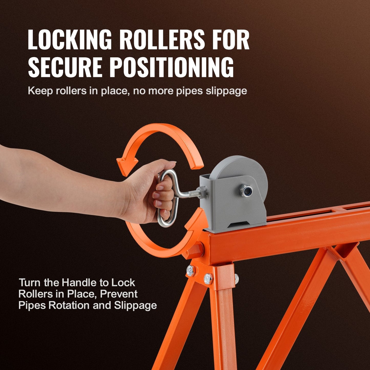 Heavy Duty Pipe Stand with Roller Head, Supports 1134 kg for 0.05-0.91 Meter Pipes