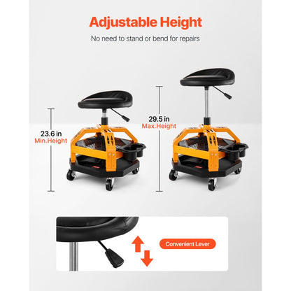 VEVOR Rolling Shop Stool Heavy-Duty Garage Work Seat 136 kg Load with Caster