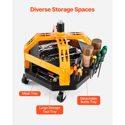 VEVOR Rolling Shop Stool Heavy-Duty Garage Work Seat 136 kg Load with Caster