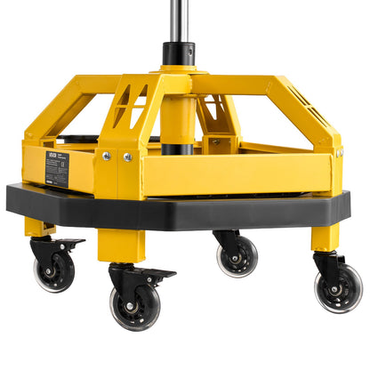 Rolling Shop Stool with Wheels, 500-650 mm Adjustable Height, 360° Swivel, 150 kg Capacity, Garage Work Mechanic Stool with Backrest, Tool Tray Storage, Padded Seat Shop Chair, Black/Yellow