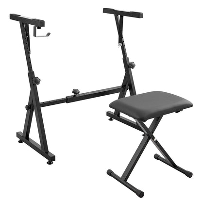 Adjustable Z Style Keyboard Stand and Bench Set, 113 kg Capacity, Fits 54-88 Keys