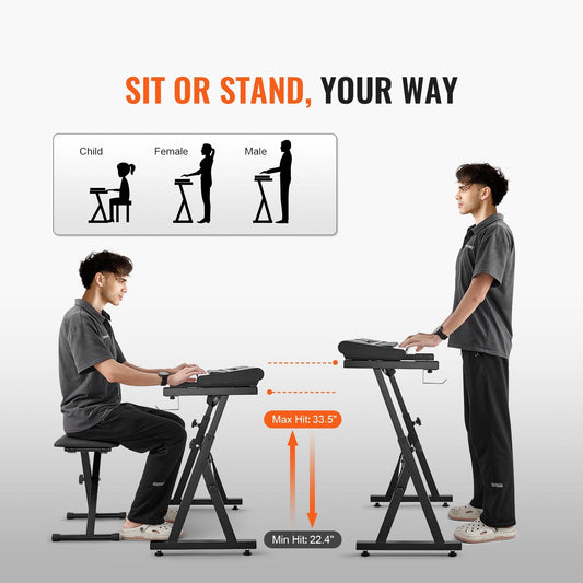 Heavy-Duty Z Style Digital Piano Stand, Adjustable for 54-88 Keyboards