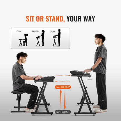VEVOR Piano Keyboard Stand, Z Style, Heavy-Duty Digital Piano Music Stand, 250 lbs