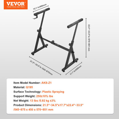 VEVOR Piano Keyboard Stand, Z Style, Heavy-Duty Digital Piano Music Stand, 250 lbs