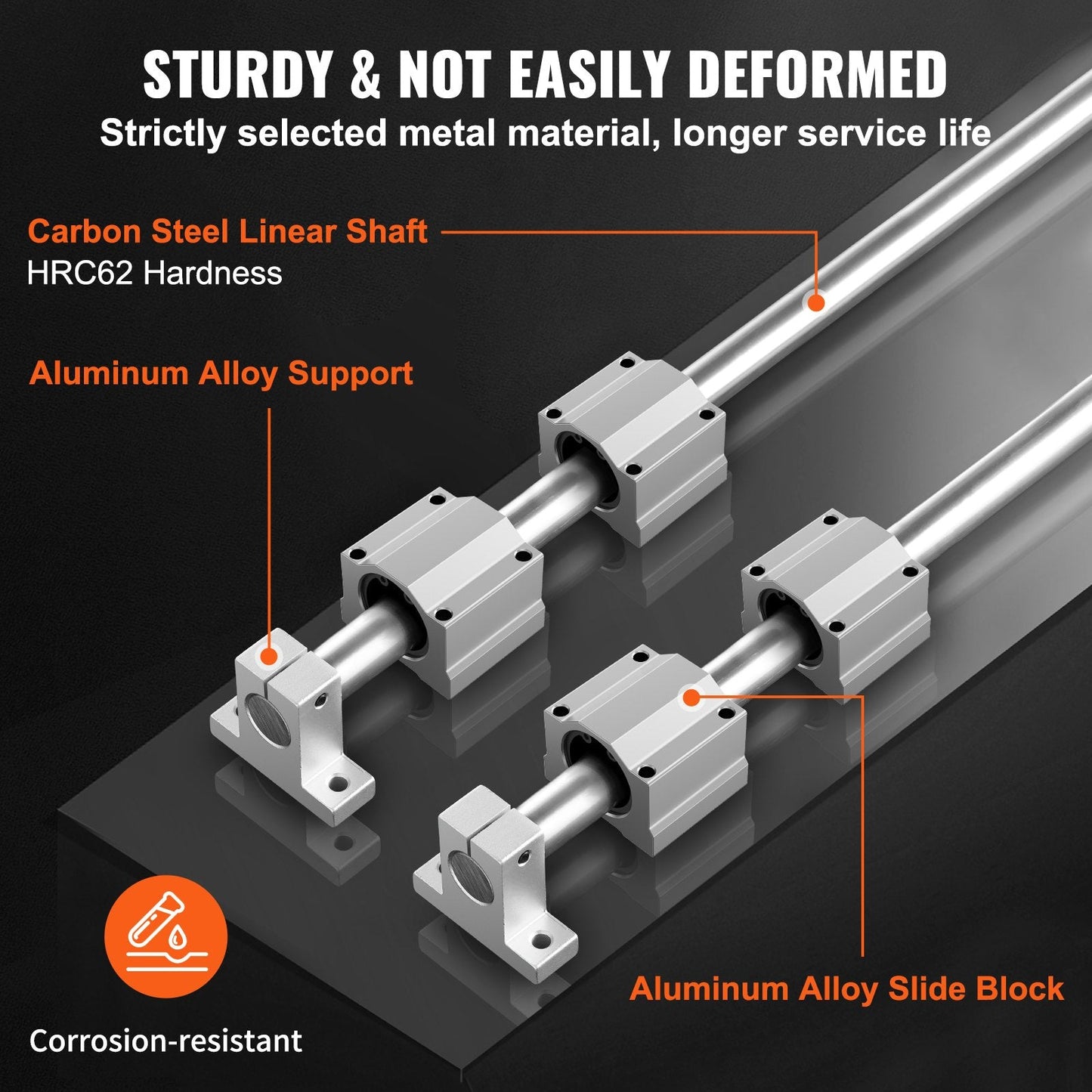 Linear Guide Rail Kit with Slide Blocks & Supports, 1m for CNC & DIY Projects