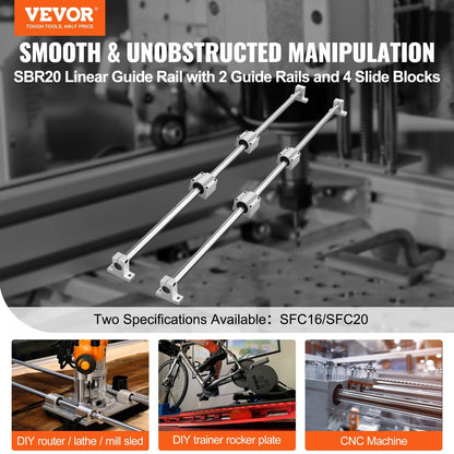 Linear Guide Rail Kit SFC20 1200mm with Slide Blocks for CNC Projects