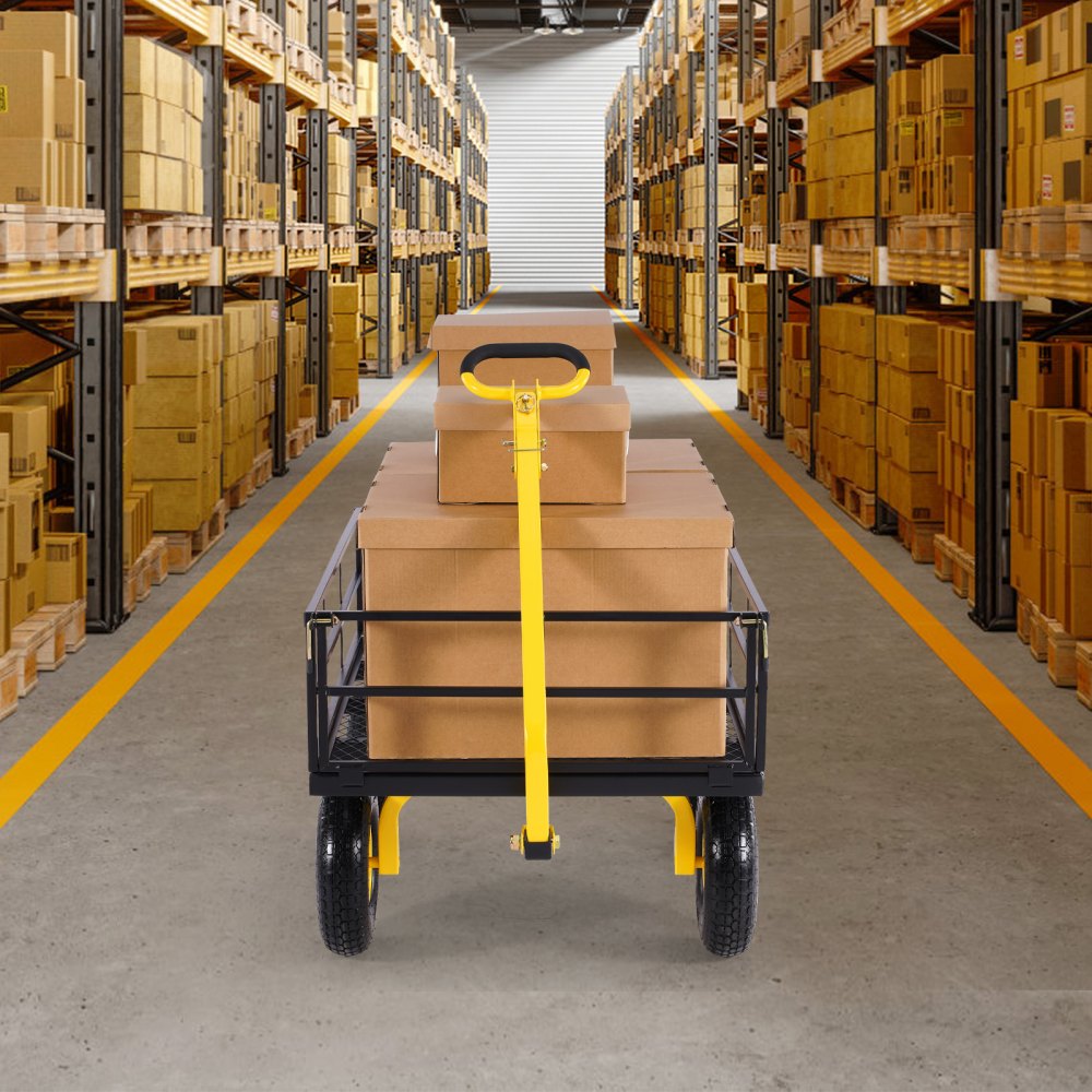 Steel Garden Cart 1200lb Capacity Heavy Duty Yard Wagon Cart 13in Tires