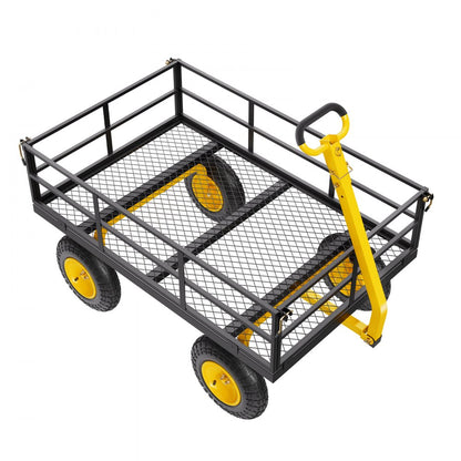 Steel Garden Cart 1200lb Capacity Heavy Duty Yard Wagon Cart 13in Tires