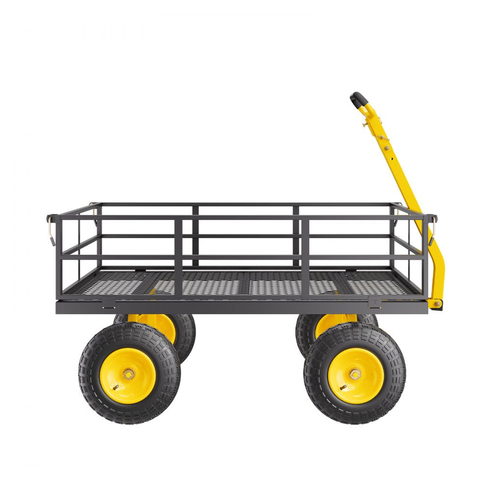 Steel Garden Cart 1200lb Capacity Heavy Duty Yard Wagon Cart 13in Tires