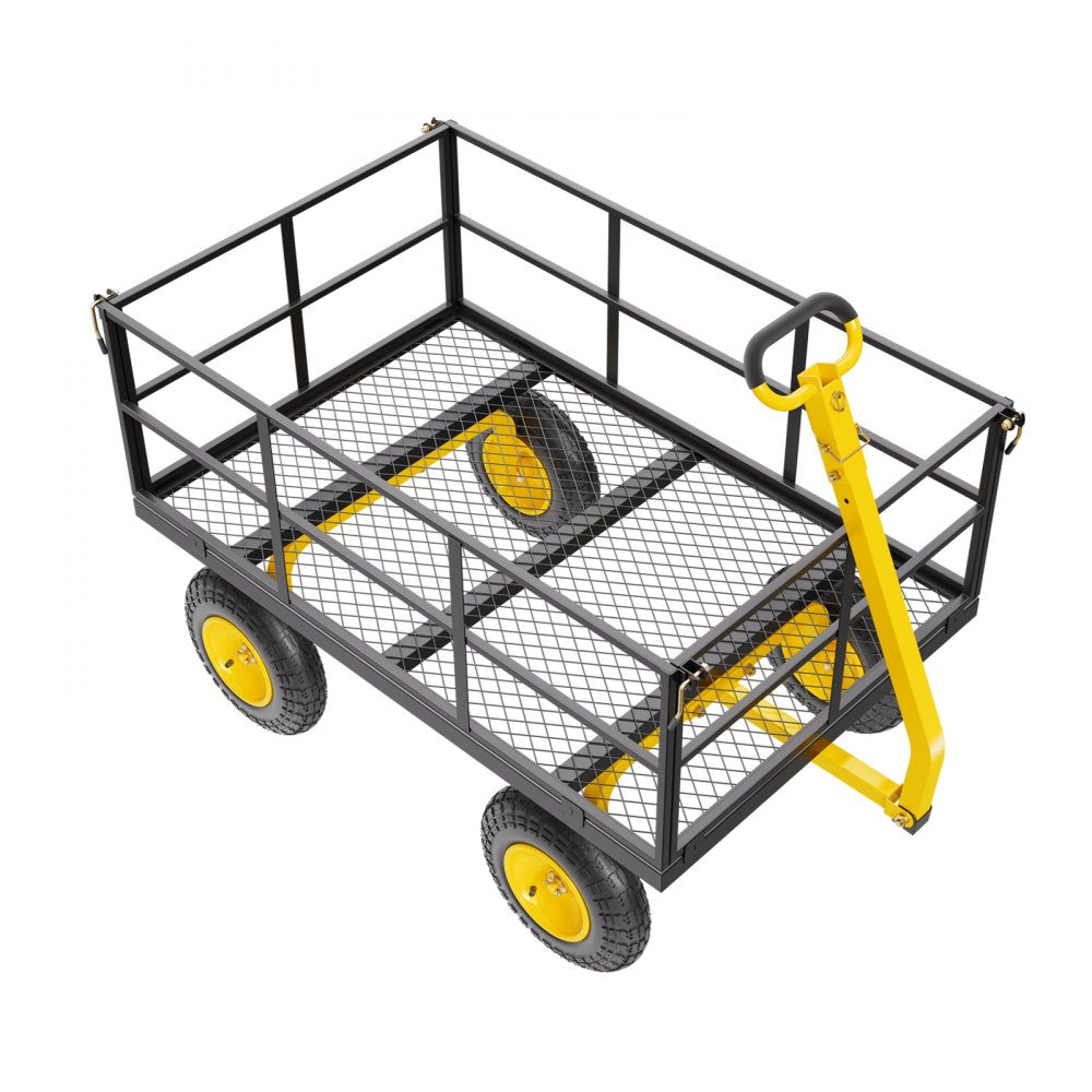 VEVOR Steel Garden Cart 1400lb Capacity Heavy Duty Yard Wagon Cart 13in Tires