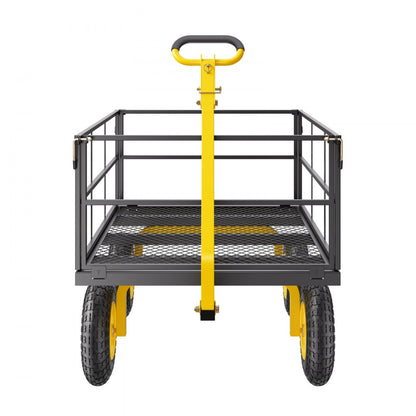 VEVOR Steel Garden Cart 1400lb Capacity Heavy Duty Yard Wagon Cart 13in Tires