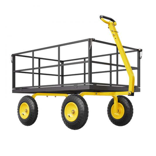 VEVOR Steel Garden Cart 1400lb Capacity Heavy Duty Yard Wagon Cart 13in Tires