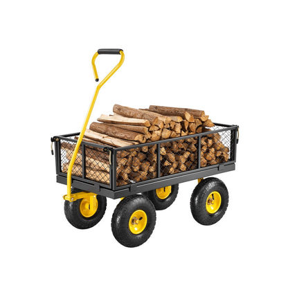 VEVOR Steel Garden Cart 500lb Capacity Heavy Duty Yard Wagon Cart 10in Tires