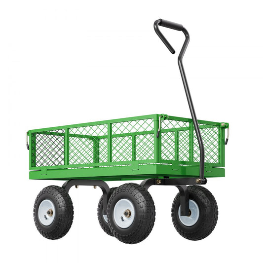 VEVOR Steel Garden Cart 680lb Capacity Heavy Duty Yard Wagon Cart 10in Tires