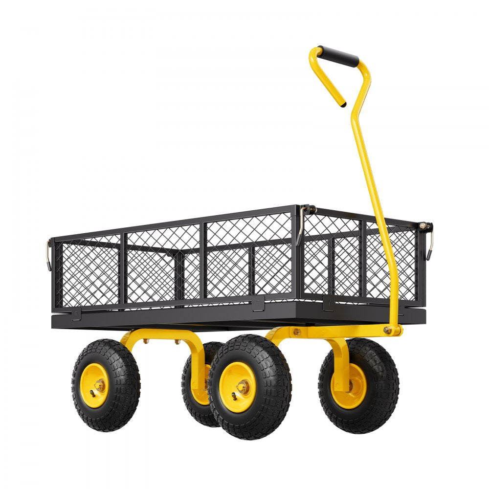 VEVOR Steel Garden Cart 900lb Capacity Heavy Duty Yard Wagon Cart 10in Tires