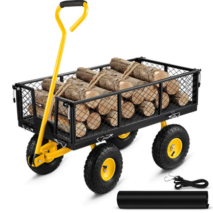 Heavy Duty Steel Garden Cart with Removable Sides, 408 kg Capacity