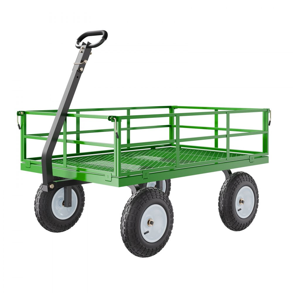 VEVOR Steel Garden Cart 1200lbs Capacity Heavy Duty Wagon Cart 13in Tires