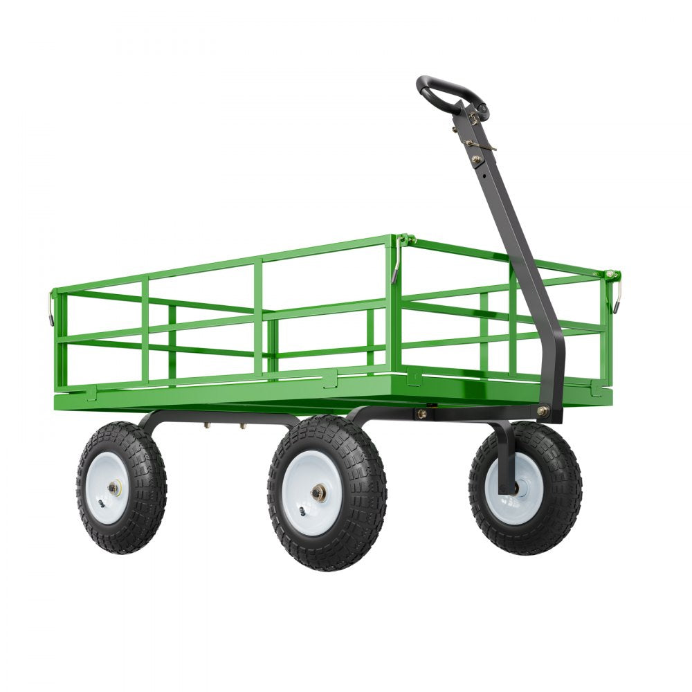 VEVOR Steel Garden Cart 1200lbs Capacity Heavy Duty Wagon Cart 13in Tires