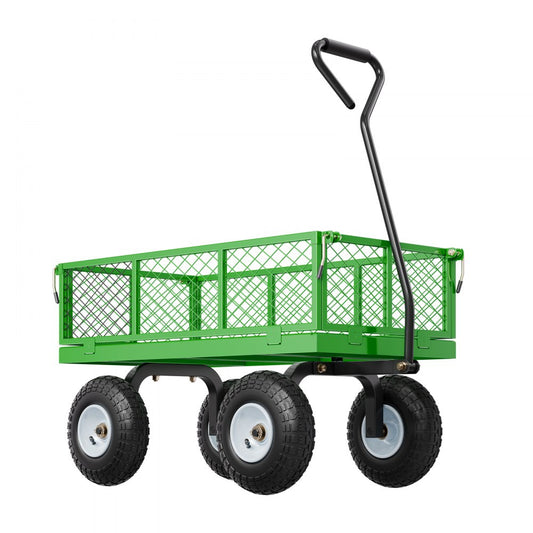 VEVOR Steel Garden Cart 900lbs Capacity Heavy Duty Wagon Cart 10in Tires