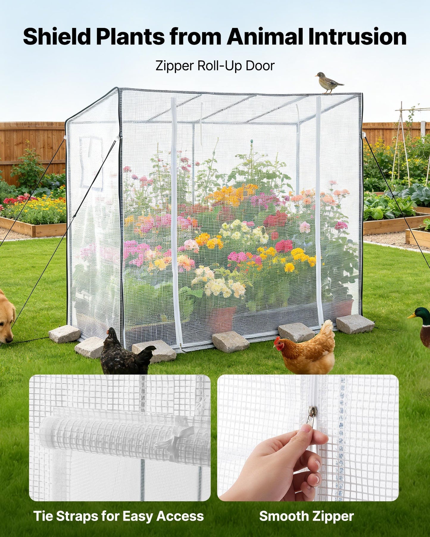Walk-in Greenhouse, 195 x 77 x 168 cm Greenhouse for Outdoors with Windows, Durable PE Cover, Roll-Up Zipper Door, Walk in Green House Kit, Portable Plant Garden Hot House for Backyard, Outside