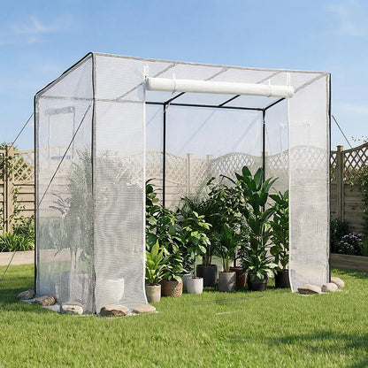 Walk-in Greenhouse, 195 x 77 x 168 cm Greenhouse for Outdoors with Windows, Durable PE Cover, Roll-Up Zipper Door, Walk in Green House Kit, Portable Plant Garden Hot House for Backyard, Outside