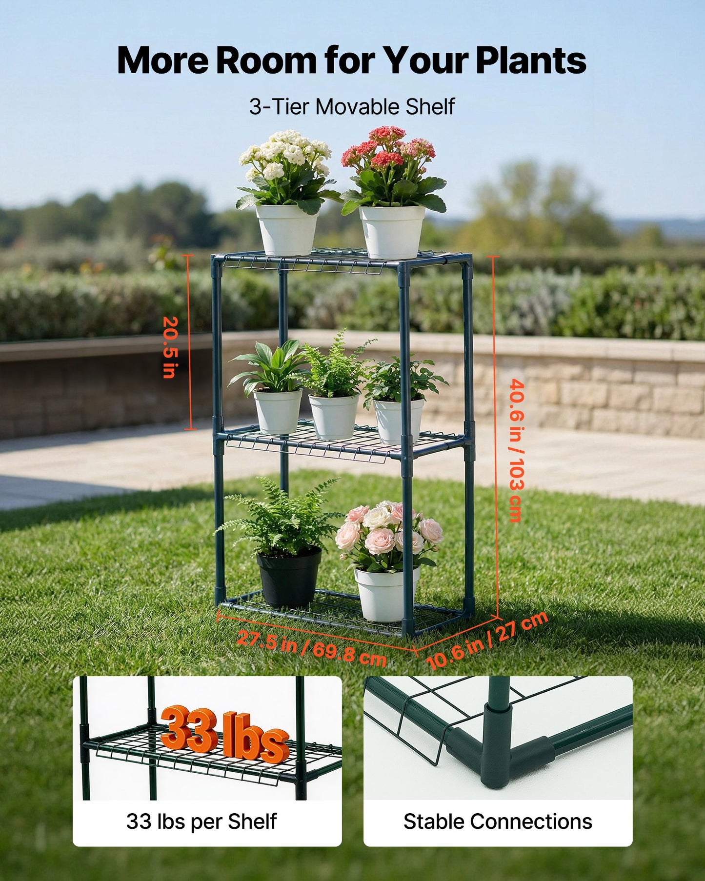 Walk-in Greenhouse, 198 x 100 x 200 cm Greenhouse for Outdoors with Window, PE Cover, 3-Tier Shelf, Roll-Up Zipper Doors, Walk in Green House Kit, Portable Plant Garden Hot House for Backyard