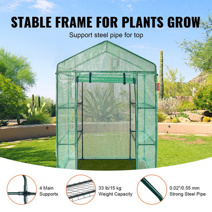 Compact Walk-in Greenhouse with Shelves, 1.4 x 0.7 x 2m, Easy Setup & Durable Design