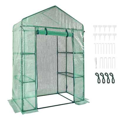 Compact Walk-in Greenhouse with Shelves, 1.4 x 0.7 x 2m, Easy Setup & Durable Design